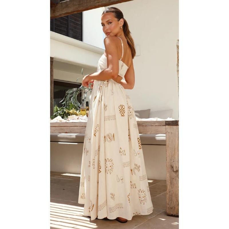 VEZFAA Women's Fashion Summer Spring Sleeveless Suspenders High Waist Casual Dresses