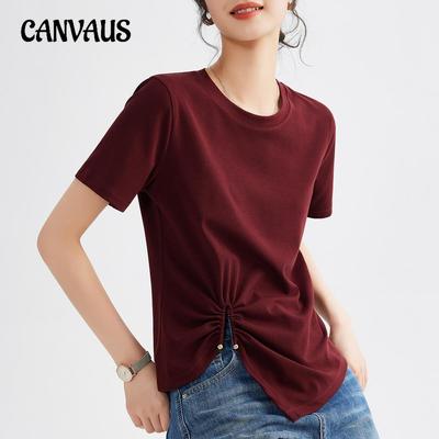 Nuovo Design Estivo da Donna di Alta Qualità Top Pieghettato a Manica Corta con Orlo Irregolare