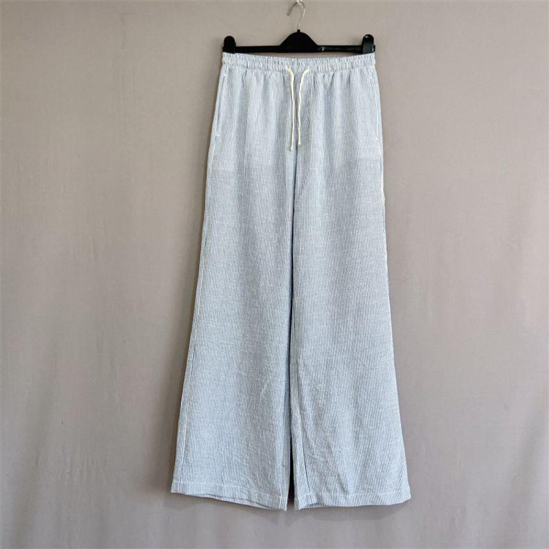 

Foreign Order Be * Plus Size Women s Clothing High Waist Stripes Straight-Leg Pants Loose Pants High Rise Wid Leg Pants Blue vertical stripe XL