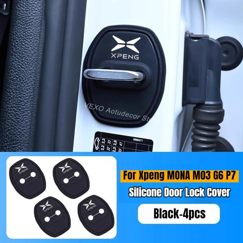 For Xpeng MONA M03 G6 P7 Silicone Door Lock Cover Shock Absorption Buffer Pad Protector Sleeve Trim Car Door Lock Protector Pad