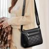 Black Crossbody Bag with Adjustable Strap and Zipper Closure, Casual Solid Color Messenger Bag with Tassel Detail and Polyester Lining