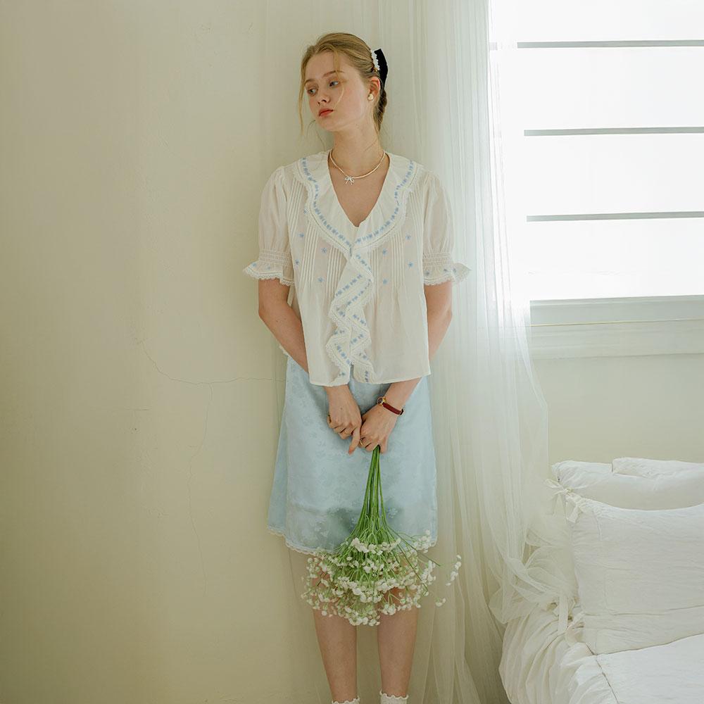 CEST MOIDEW Cest_Floral Jacquard Mini Skirt_Blue