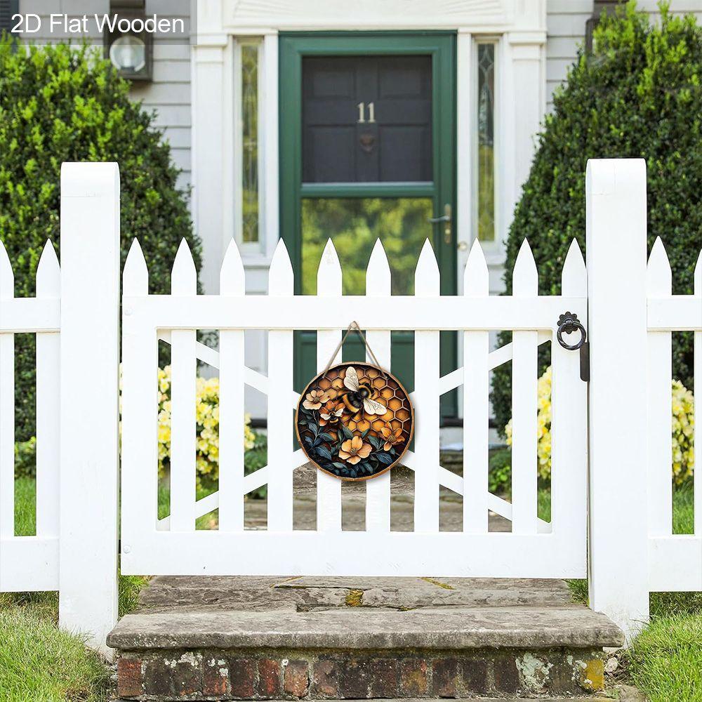 Garden Decoration, Wooden Hanging Decorative Signs, Bee Patterns, 2D Graphic Products, Housewarming Gifts for Friends
