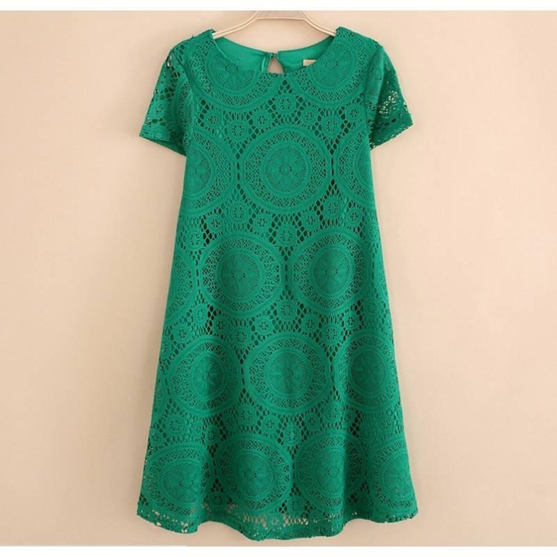 Elegante Abito in Pizzo Stile Europeo Abito Corto Svasato Vita Alta
