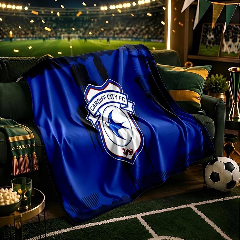 Cardiff Fc Crest Throws Blanket Flannel Blankets Plush for Couch Bed Gifts for Men Women Travel picnic blanket Christmas fan gifts