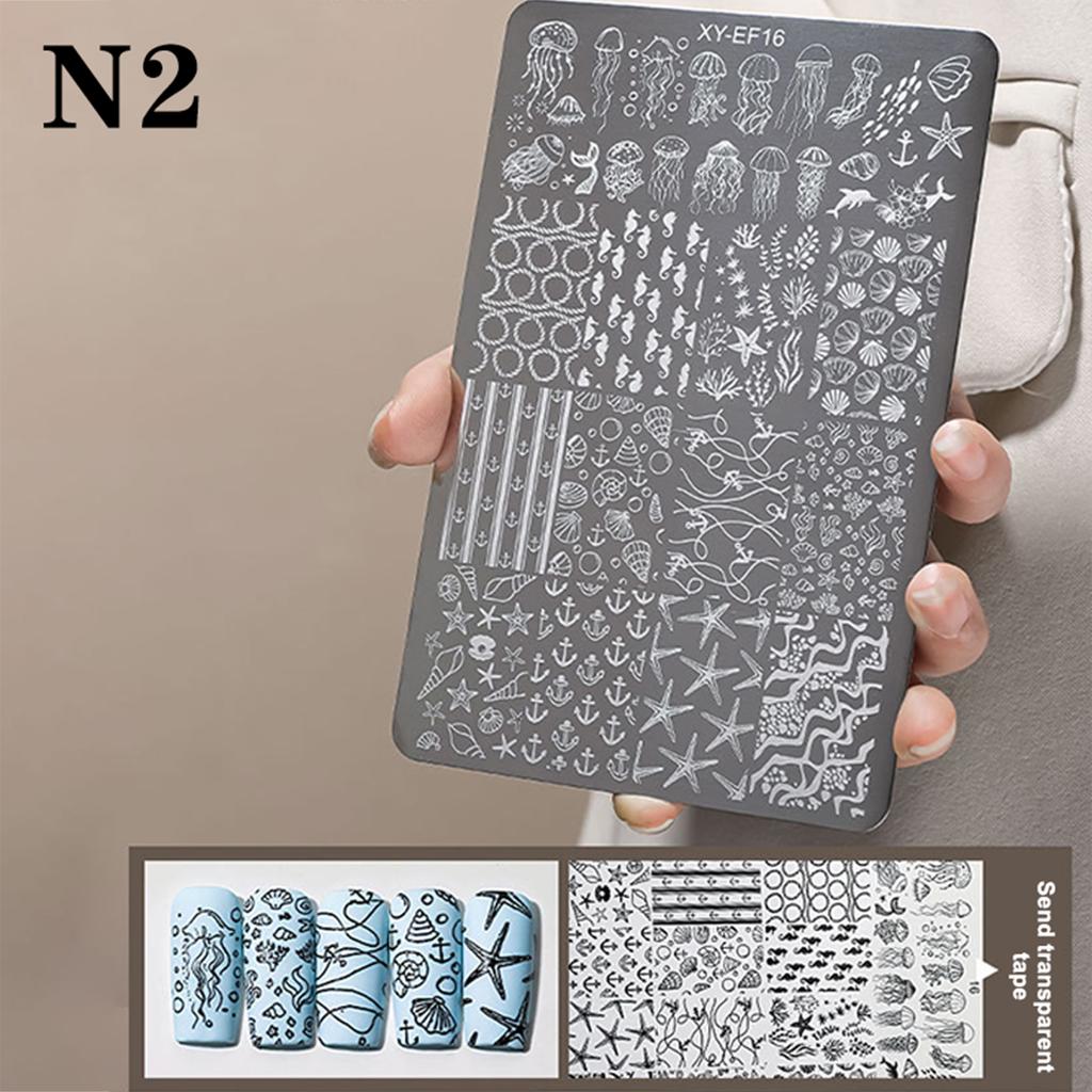 Ocean Series Shell Starfish Nail Stamping Plates Butterfly French Line Printing Stencil Nail Stamp Template Nail Art Tool