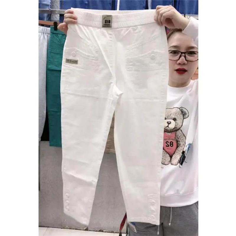 Pantaloni Casual Sottili in Cotone e Lino da Donna Primavera Estate Taglia Grande Larghi Harem Slim Pantaloni Dritti a Nove Quarti Moda Femminile