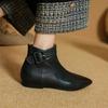 Fashion 2024 New Autumn Women Boots Fashion Chunky Heels Pointed Toe Short Boots Ankle Boots Retro Genuine Leather Ladies Shoes