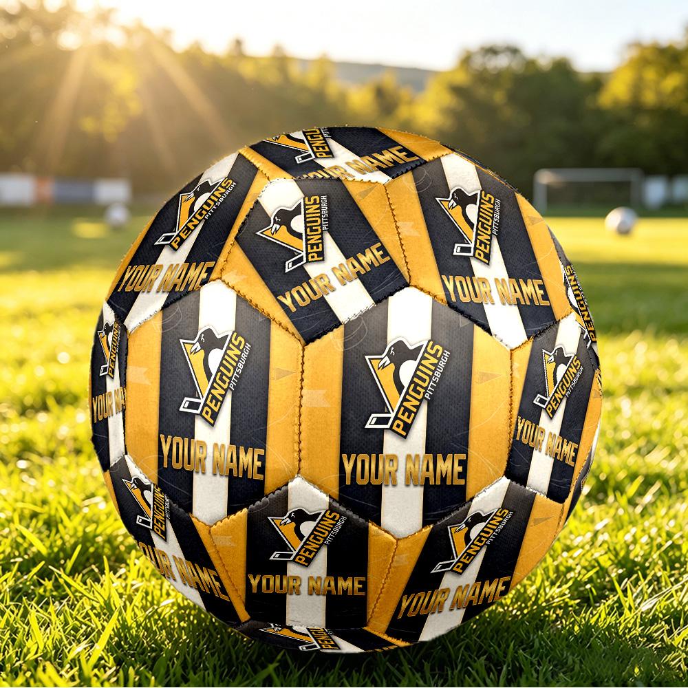 Pittsburgh Penguins Size 5 Football, Custom Name Text Personalized Soccer Ball Sport Training Gift