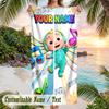 Cocomelon Beach Towel, Personalized Custom Text, Quick Dry Soft Large Towel For Swimming Pool Travel