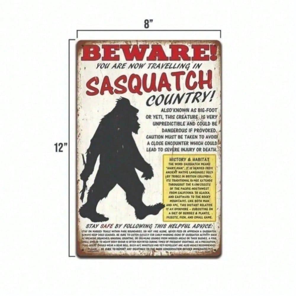 Iron Plate Wall Art Bigfoot Sasquatch Entering County Road 8x12 Living Room Decor