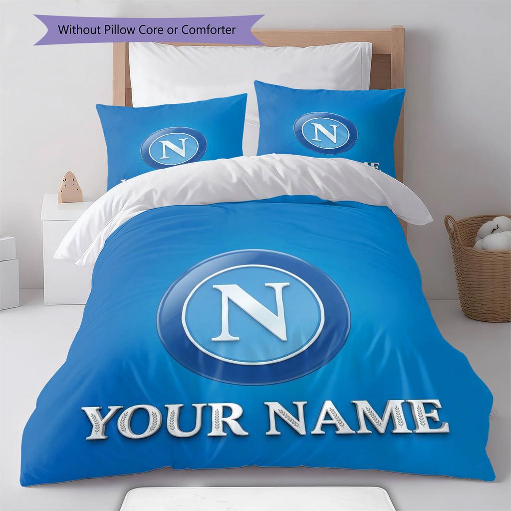 SSC Napoli Custom Name Pattern Bedding,Quilt Set Quilt Cover Pillowcase Home Birthday Gift(1 * duvet cover + 2 * pillowcase, without core)