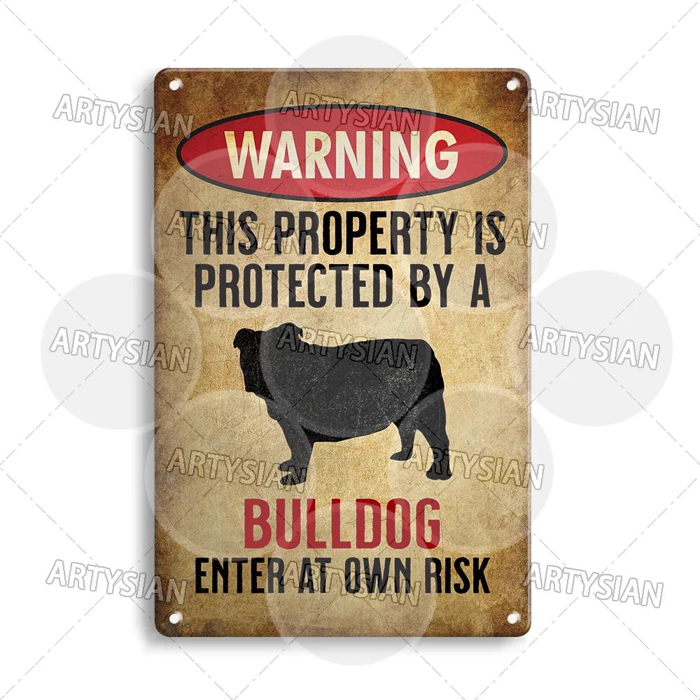 Beware Of Dog Warning Metal Sign Setter Aussie Corso Frenchie Labrador Poodle Bulldog Beagle Shorthaired Pointer GSP Lab Plaque