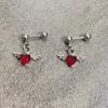 Hypoallergenic Stainless Steel Heart Angel Wing Earrings Comfort Fit Ear Studs Everyday Jewelry Gift For Her