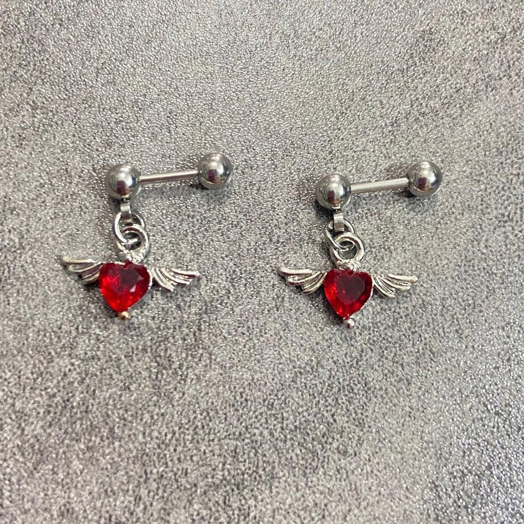 Hypoallergenic Stainless Steel Heart Angel Wing Earrings Comfort Fit Ear Studs Everyday Jewelry Gift For Her