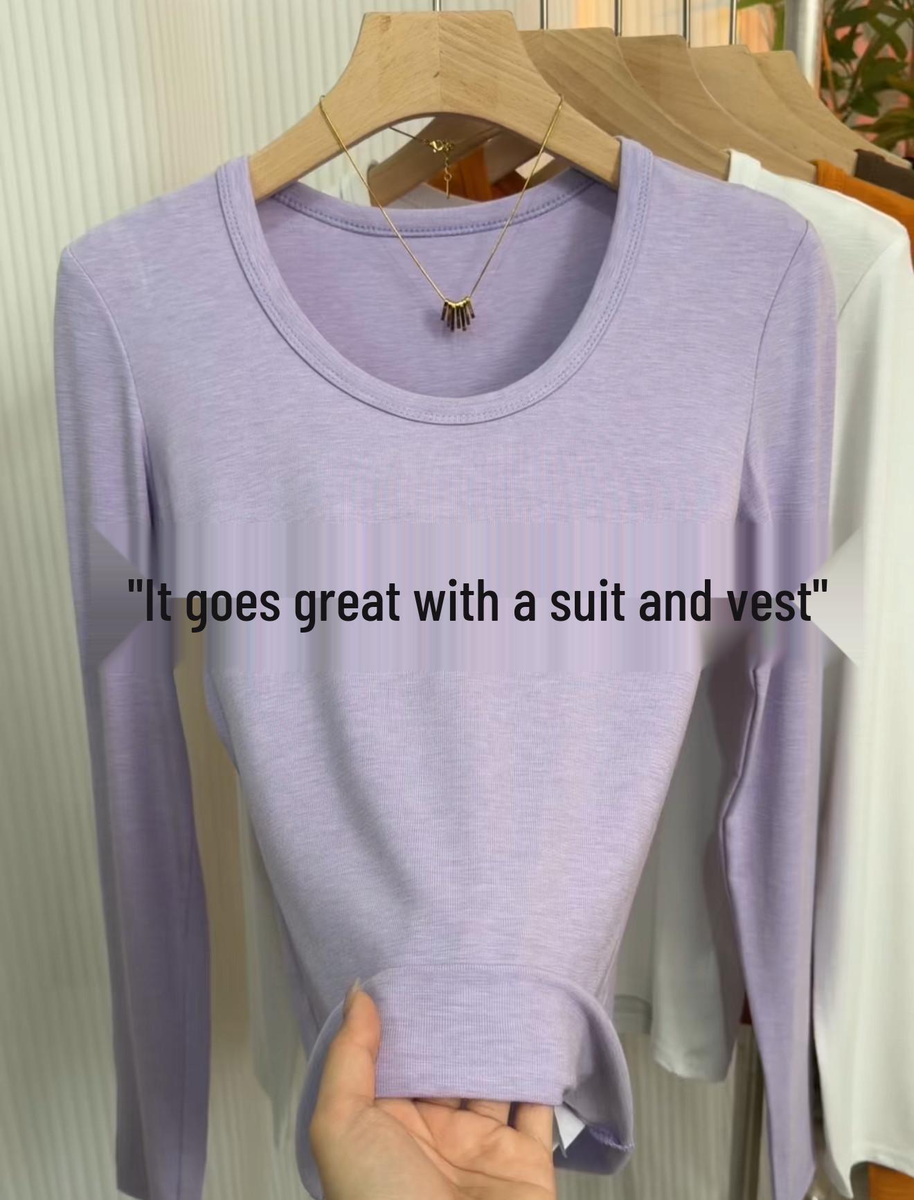 

Women s U-neck Long Sleeve Lyocell T-shirt - Slimming, Stylish & Versatile Base Layer M (40-55 kg)