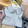 High-end Sense Unique Texture Pleated Loose Long-sleeved Shirt for Women Fresh Design Sense Top for Autumn