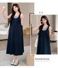 2026 Summer Sweet Maternity Sleeveless High-Waisted Vest Dress - Trendy Age-Reducing, Two-Piece Look