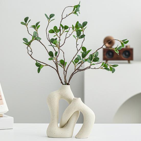 Yousheng 2 Pcs/Set Ceramic Vases Irregular Circular Cross Modern Boho Vase Minimalist Nordic Style Flower Vase for Tabletop Shelf Home Decor