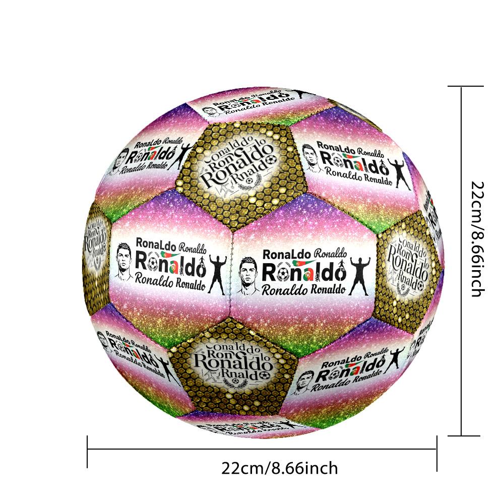 Ronaldo's Golden Ronaldo Celebration Soccer Ball Size 5 Football Machine-Stitched Indoor/Outdoor Training and Matches Sports Enthusiast Gifts