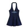 European and American Women's Slim Denim Strappy Dress