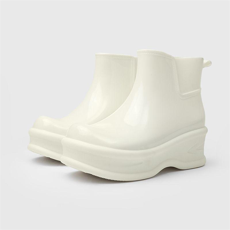Fashion Fashion Hidden Heel Rain Boots Woman Platform Waterproof Galoshes Women's Shinny Rainshoes Ladies Elevated Rainboot Ankle Boots