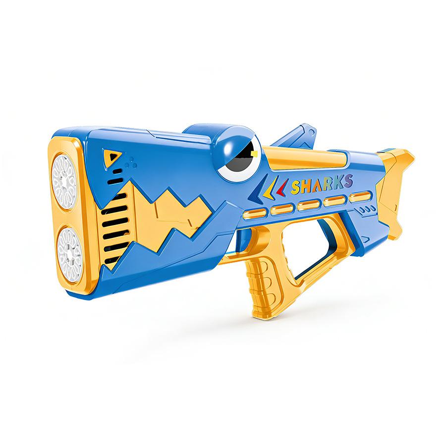 Cartoon Shark Electric Bubble Gun: Handheld, 24-Hole, Automatic Light-Up Bubble Blower for Kids