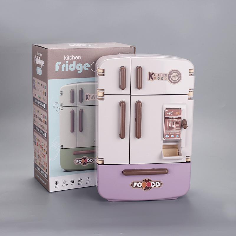 

Детская мини-кухня для ролевых игр, игрушечный холодильник с двойной дверцей и миниатюрной едой