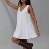 2026 Summer White Sleeveless Lace V-Neck A-Line Dress Women’s Vacation Style