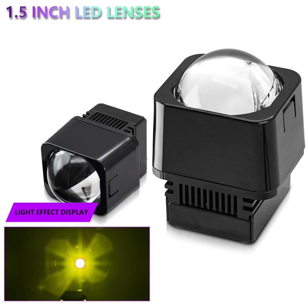 2pcs 1.5inch Mini LED Projector Lens Car Headlights Motorcycle Driving Lights Spot Beam Round