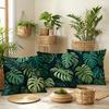 4-piece tropical monstera leaf decorative pillowcase set for living room, bedroom, and garden decoration.  outdoor cushion cove