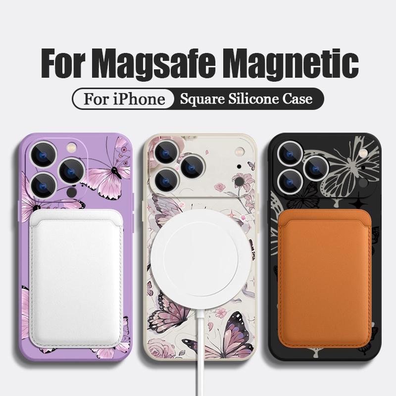For iPhone 17 Pro Max Case INS Colorful Butterfly Flowers Pattern Magnetic For Magsafe Soft Cover For iPhone 16 15 14 13 Pro Max 17E 16E