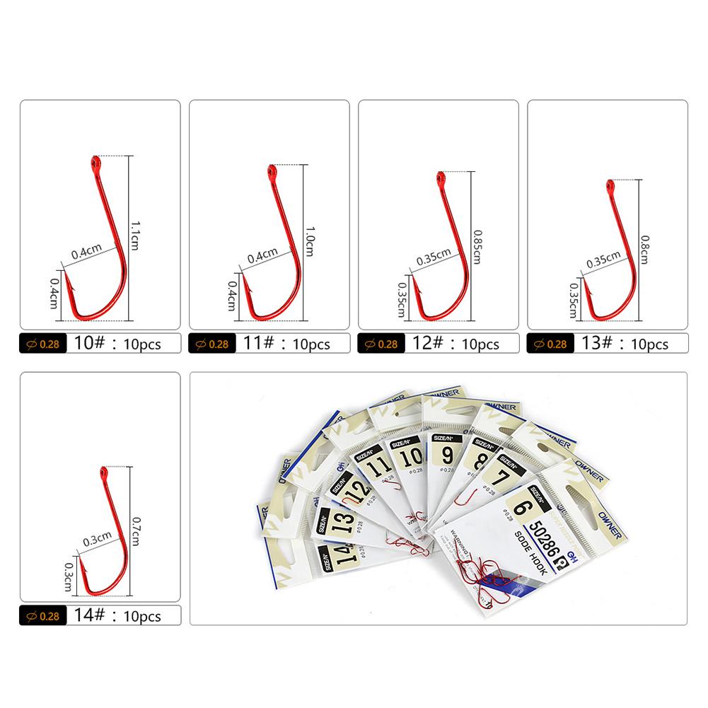 Red 10 Pcs/bag Hooks 11#/12#/13#/14# 6#/7#/8#/9#/10#
