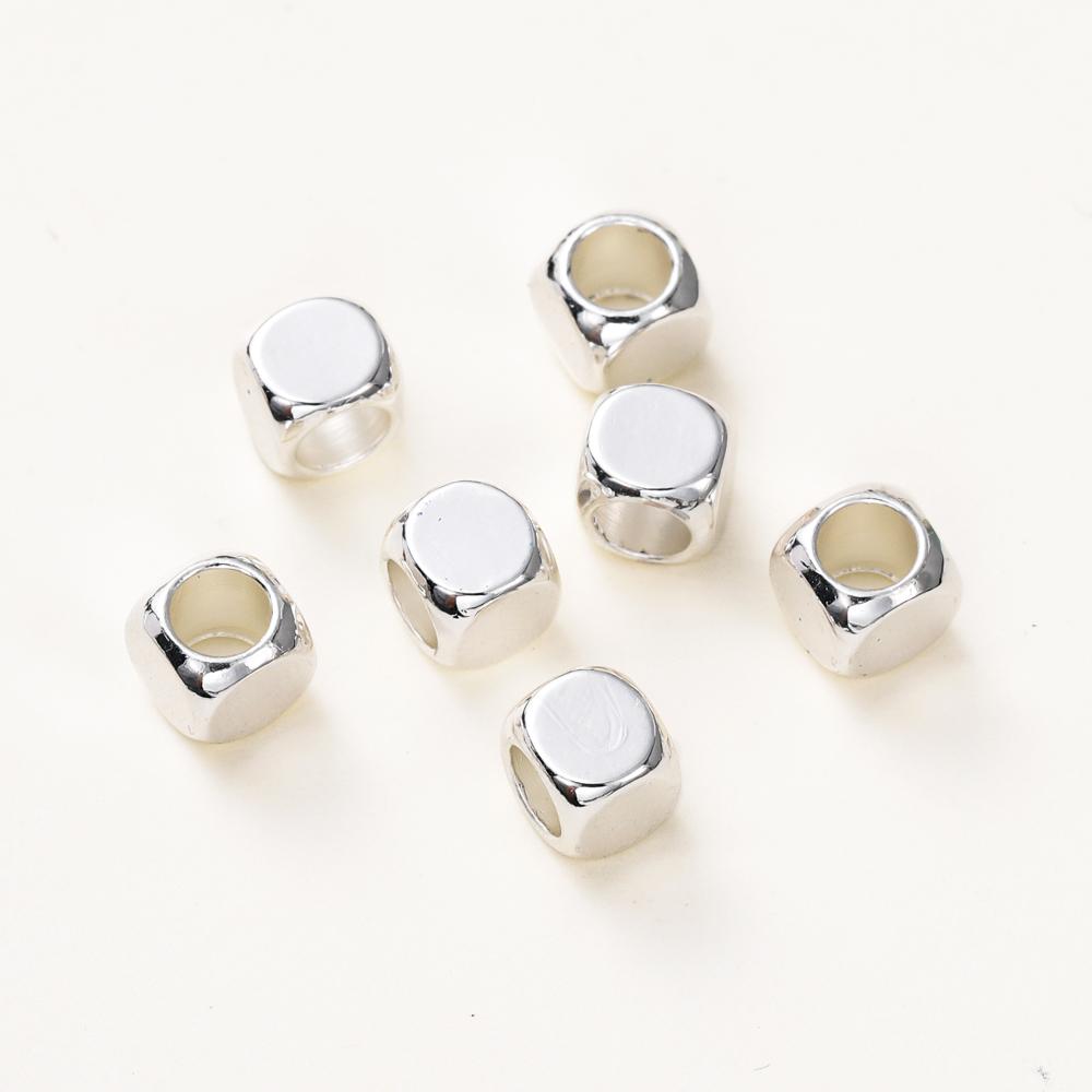50pcs/lot 14K 18K Gold Brass Cube Square Spacer Beads Loose Charm Bead for DIY Bracelets Necklace Jewelry Making Accessories