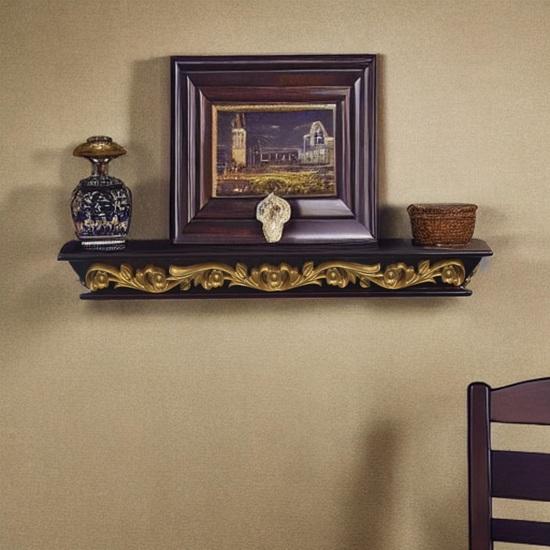 Solid Wood Carved Shelve for Living Room Brown Italian Wooden Shelf