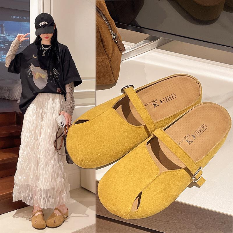 French retro baotou cool slippers women's 2025 new fashion outer wear lazy inner height increase beach boken one-word drag