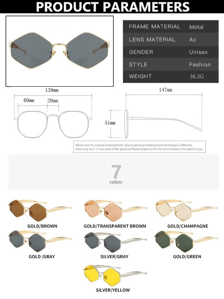 Fashion Vintage Rhombus Metal Sunglasses Women Brand Designer New Retro Sun Glasses Female Ins Trendy Eyewear Male UV400