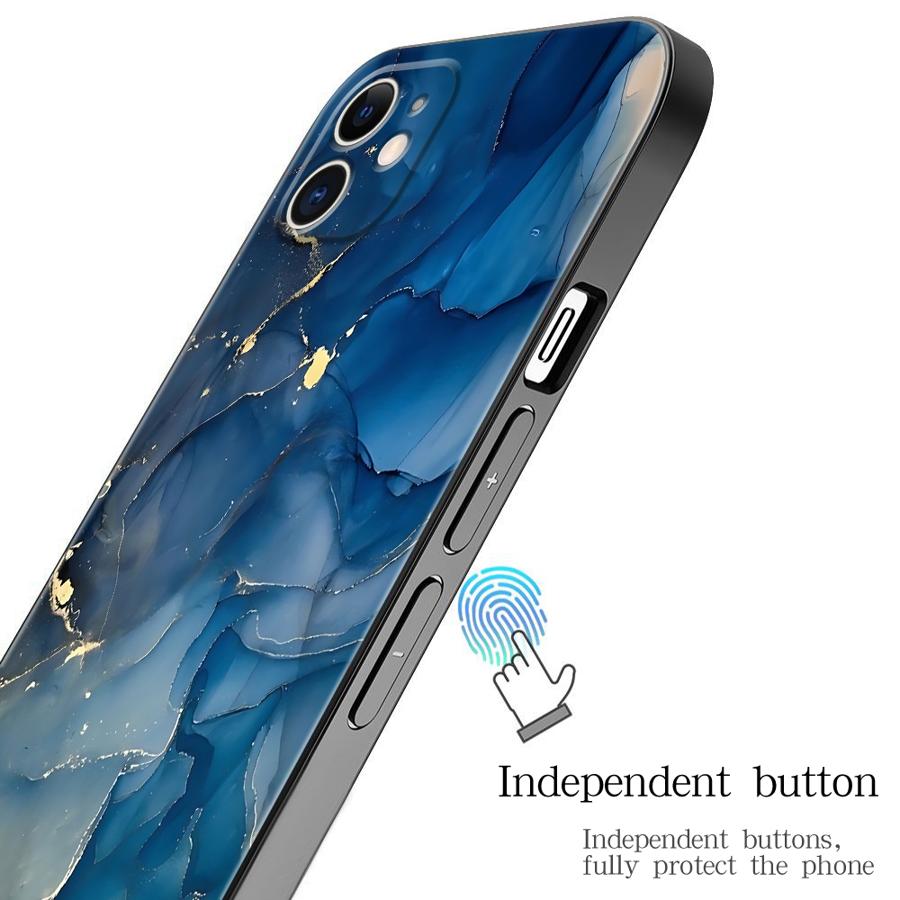 Fashion Marble Blue Case for iPhone 16 15Pro 12 13 14 11 Pro Max XR 7 8 SE XS MAX 12Mini 16 Plus 14Pro 13Pro Phone Cover Capa