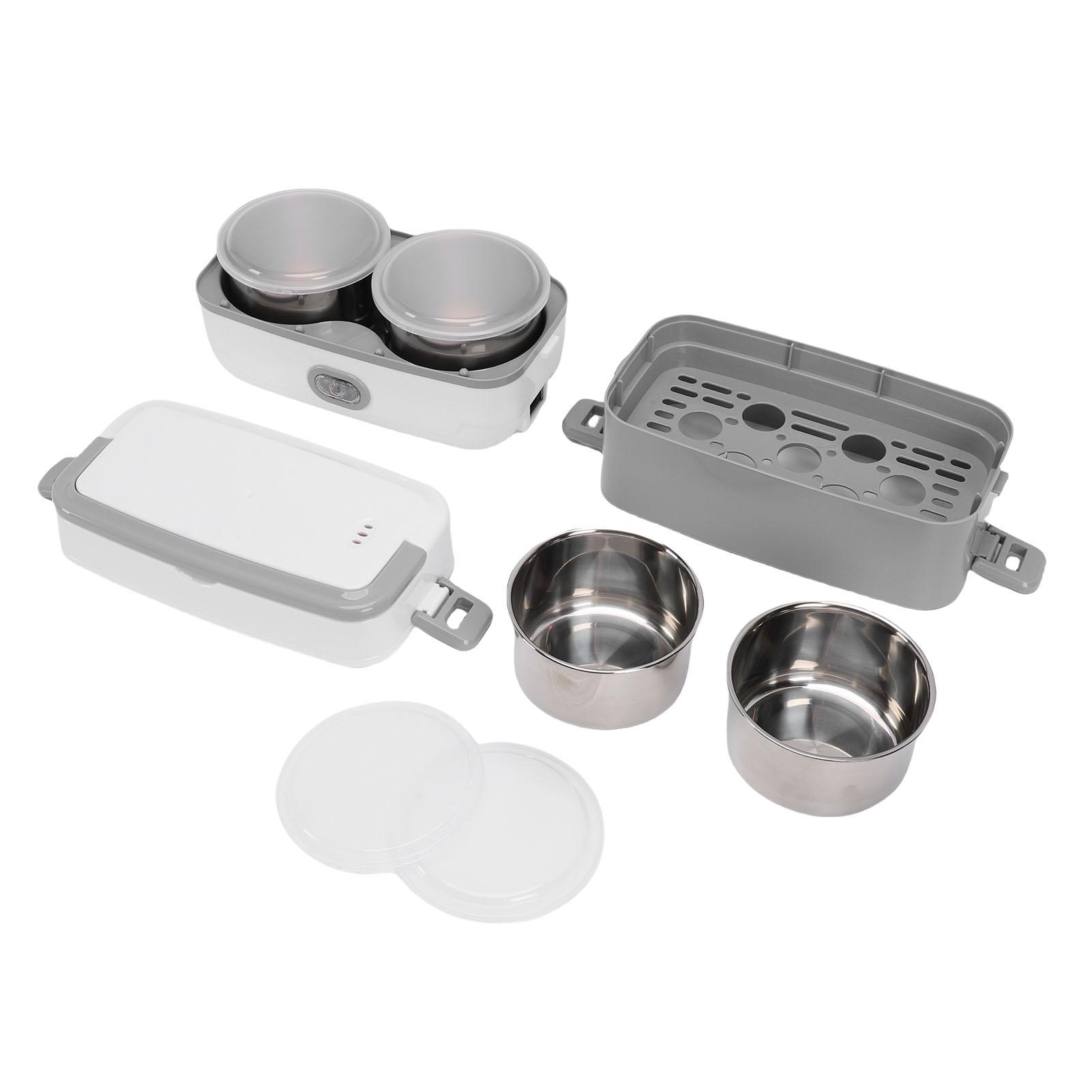 

Electric Lunch Box Stainless Steel Double Layer Fast Heating Food Box Portable Lunch Warmer for Home Car School Work