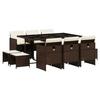 VidaXL Ensemble à manger de jardin et coussins 11 pcs marron rotin 3277736