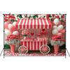 Mocsicka Valentine's Day Photo Backdrop Rose Pink Striped Float Balloons Flowers Wallpaper Decorations Woman Wedding Backgrounds