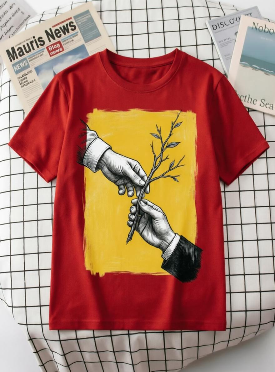

Vintage Sketch Style Hands Passing Twig Print TShirt 100 Cotton Unisex Short Sleeve Tee 4XL