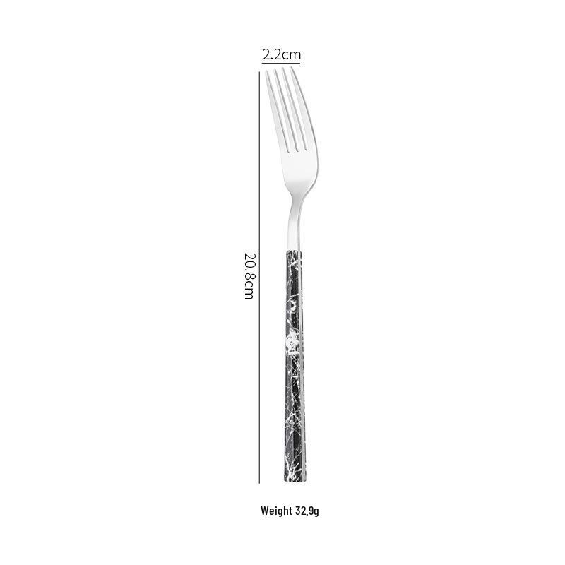 Korean Style 430 Stainless Steel Tableware Set with Imitation Wood Grain Handles: Includes Knife, Fork, Spoon, and Chopsticks