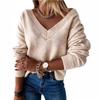 Autumn Winter New Imported Fashion Knitwear Women's Long Sleeve V-Neck Loose Knit Pullover Sweater