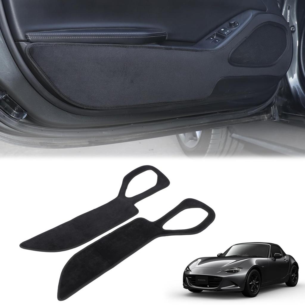 Hcilloend New Mazda Roadster ND Series Door Kick Guard Door Trim Cover Door Kick Mat Velvet Material Easy Installation Adhesive Type Decorative Dirt