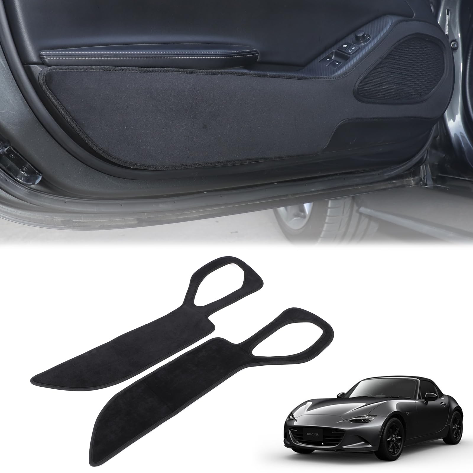 

Hcilloend New Mazda Roadster ND Series Door Kick Guard Door Trim Cover Door Kick Mat Velvet Material Easy Installation Adhesive Type Decorative Dirt