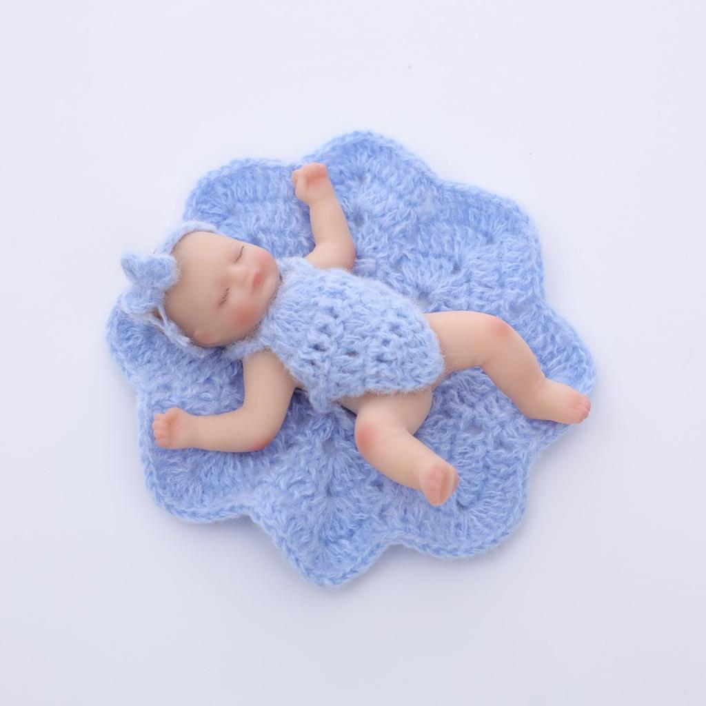 Cloveray 5-inch (12cm) Reborn Doll, Silicone, Full Body, Realistic Baby Doll, for Collection, Gift & Artificial Insulation (Blue)