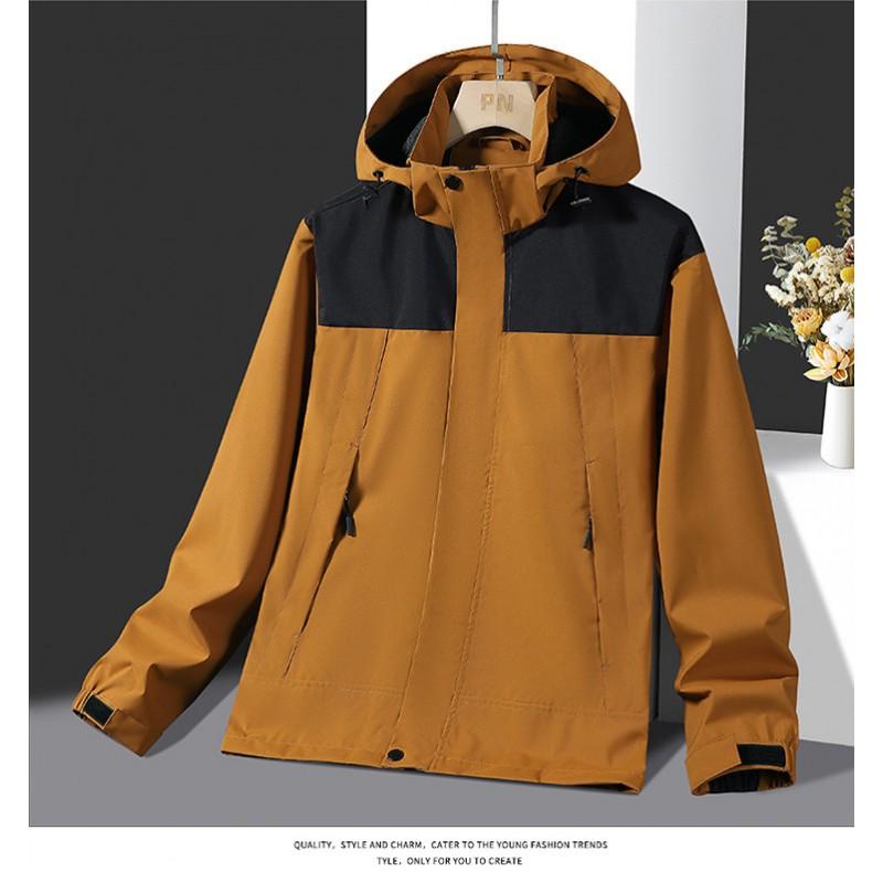 Unisex Waterproof Windproof Hiking Jacket With Detachable Hood Lightweight Outdoor Raincoat Trekking Camping Cycling