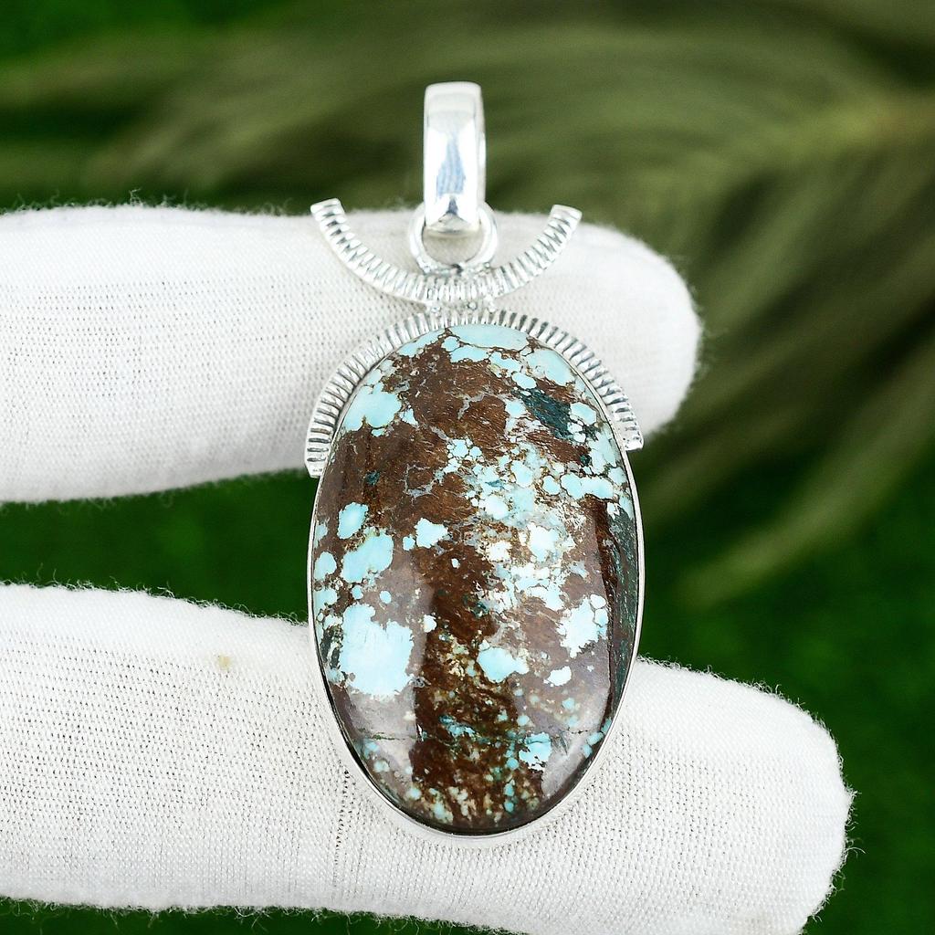 Sterling Silver Throat Chakra Natural Tibetan Turquoise New Wife Pendant Jewelry