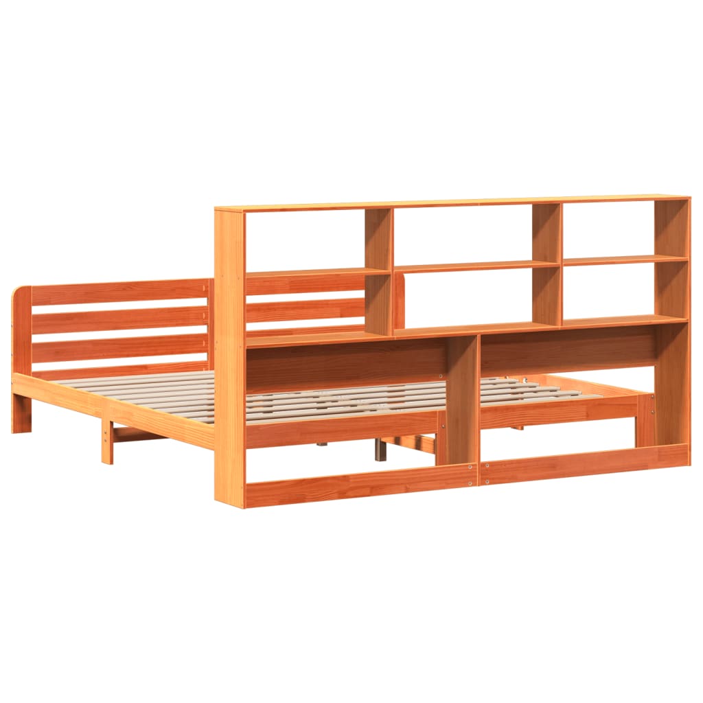 Solid Wood Bed without Mattress Wax Brown 200x200 cm Pine Wood